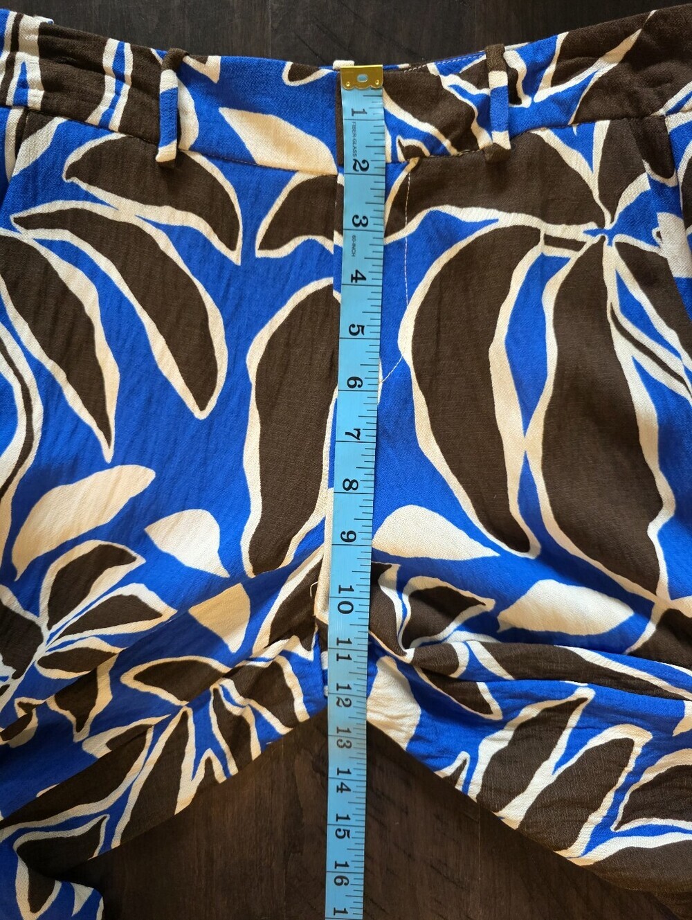 Zara Tropical Palm Print Wide Leg Pants Blue Brown Cream - Size XS - NWOT! - Picture 11 of 15